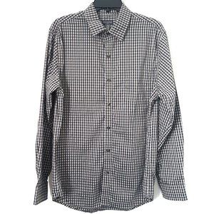 Van Heusen Men's Gray/White Plaid Shirt, Size M